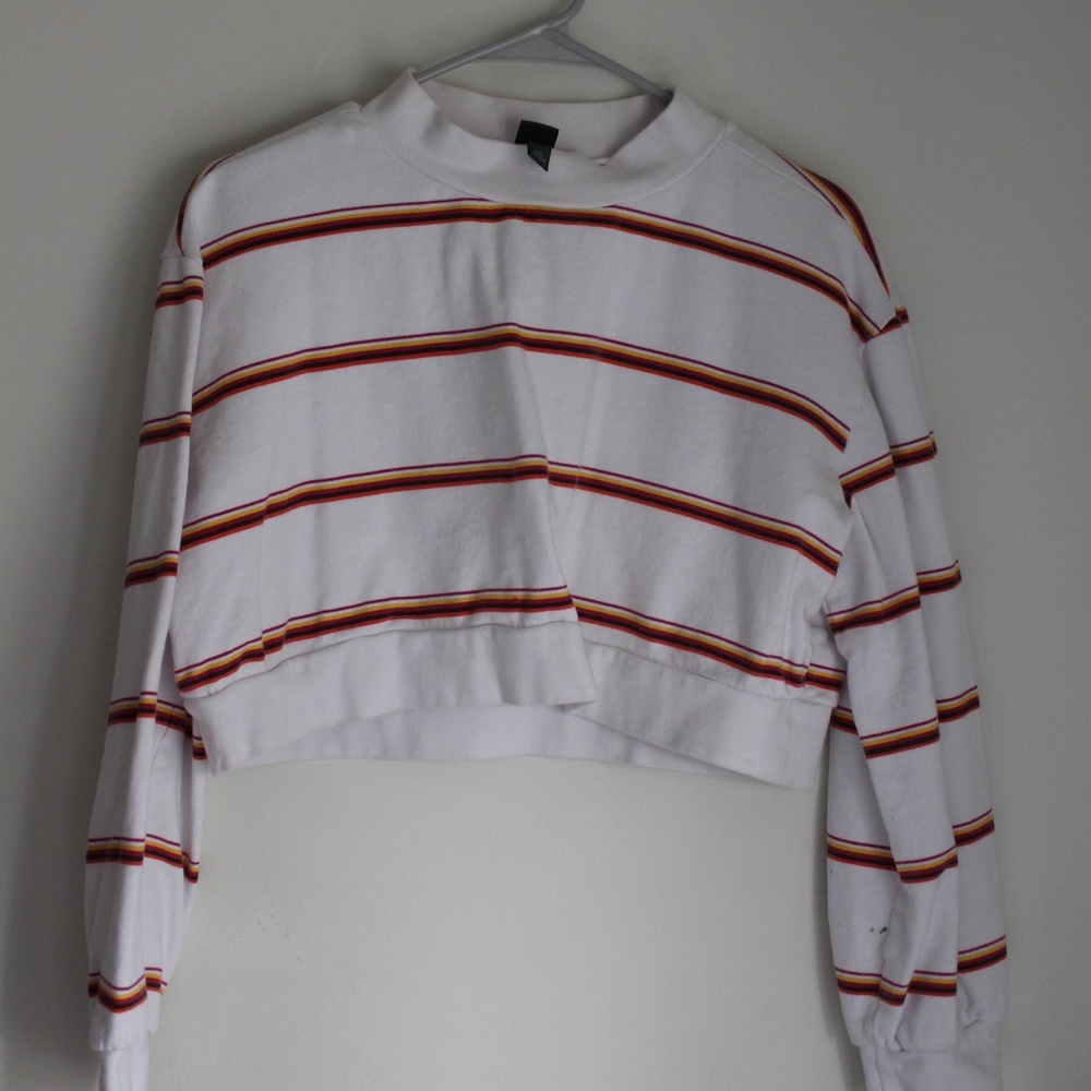 Wild fable cropped striped sweater!
